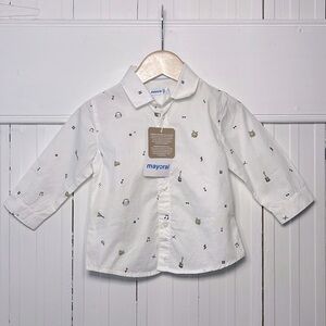 MAYORAL 🇪🇸 NWT Boys Music Notes Guitar Button Down Dress Shirt